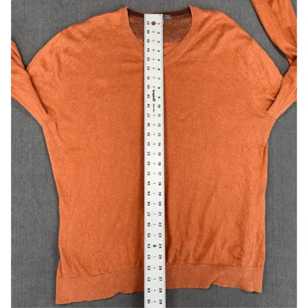 Mens‎ Silk Blend V Neck Sweater Size XL Orange Peppy Quiet Luxury Ivy League